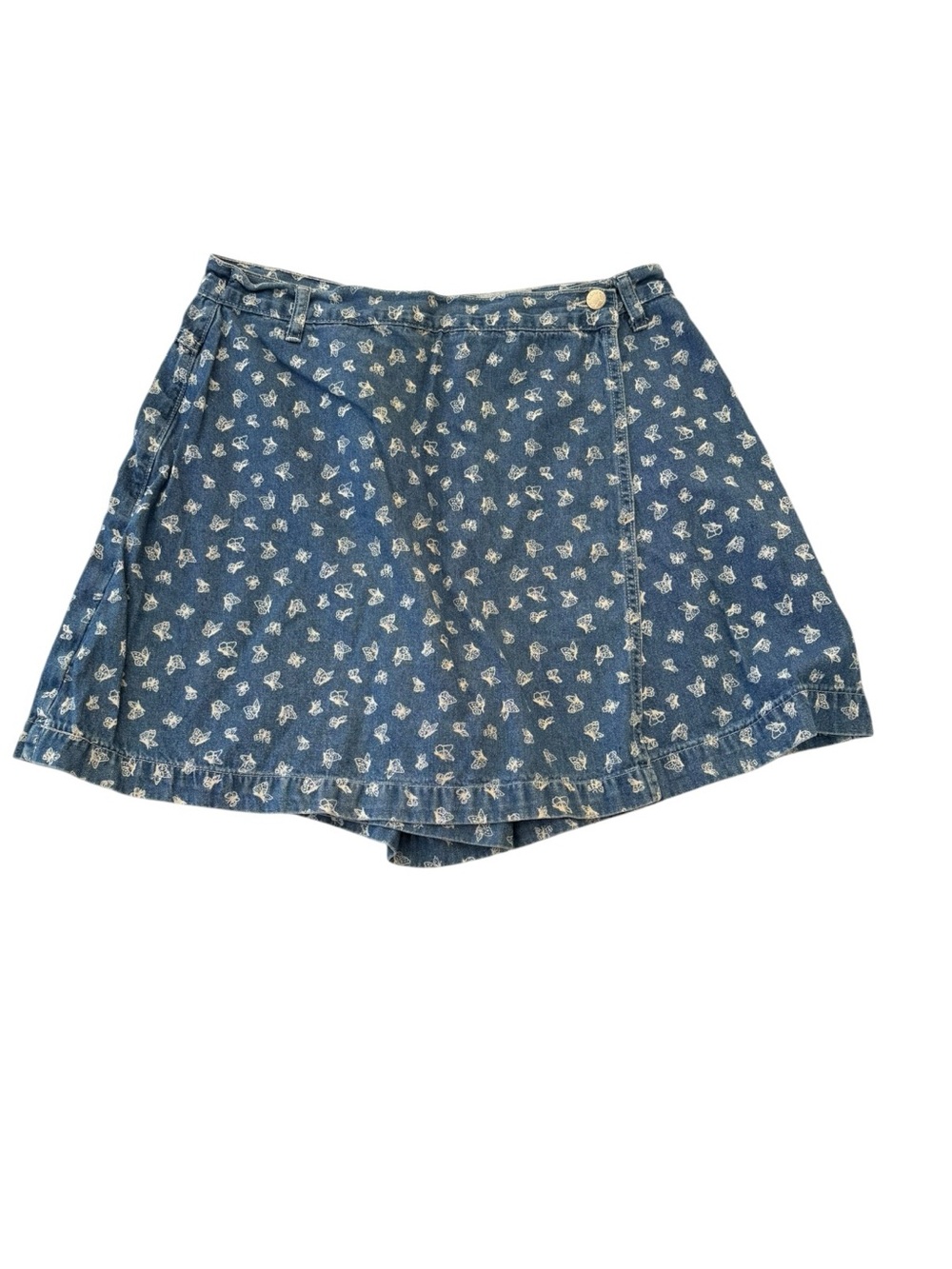 Vintage denim butterfly shorts size 18 32 Denim Floral Wrap Skort in Blue